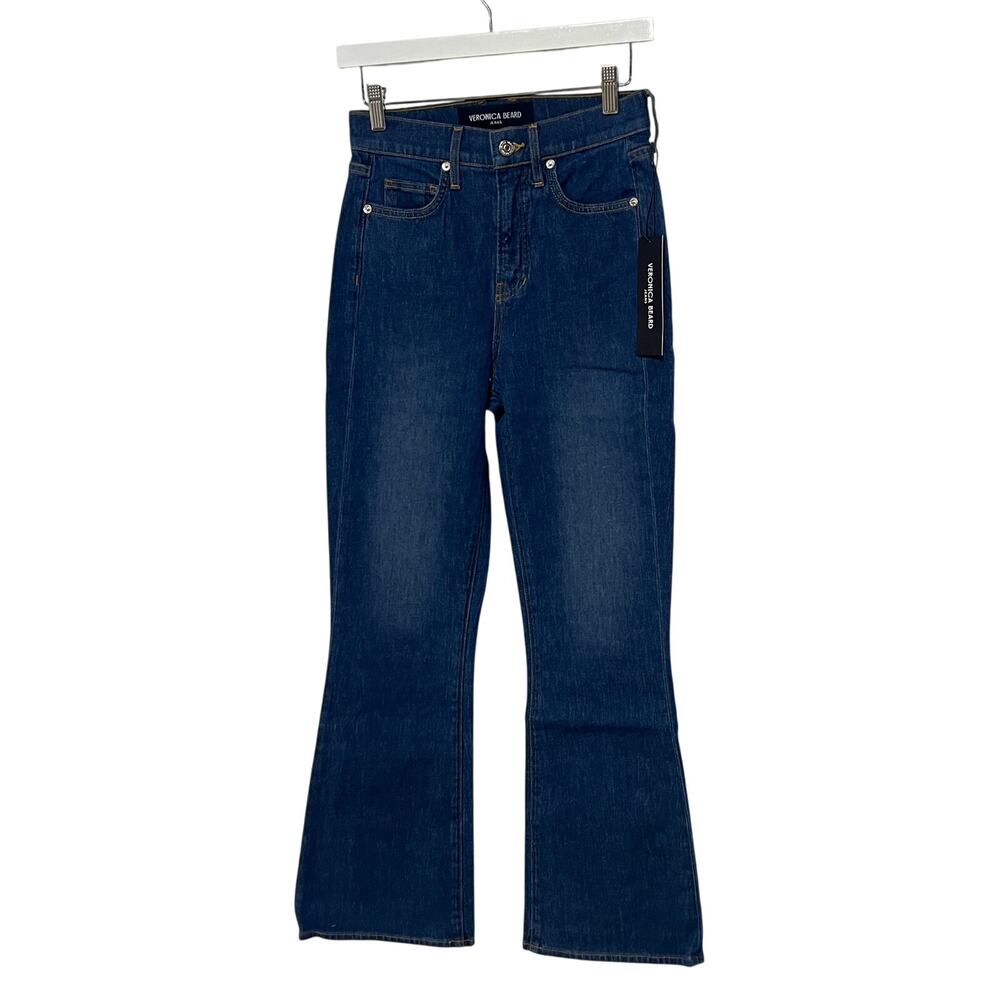 VERONICA BEARD WOMENS SIZE 27 CARSON HIGH RISE ANKLE FLARE BLUE JEANS - Picture 6 of 14